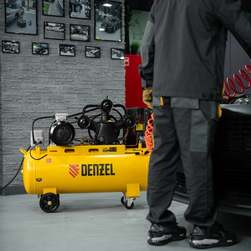 Компрессор воздушный BCW3000-T/100, ременный привод, 3.0 кВт, 100 литров, 520 л/мин Denzel по ценам производителя в Воронеже с доставкой по всей России