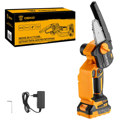 Пила цепная аккумуляторная DEKO DKCHS 20-4, 20В, 1x2.0Ач по ценам производителя в Воронеже с доставкой по всей России