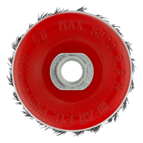 Щетка для УШМ Heavy Duty, 80 мм, М14, "чашка", крученая проволока 0.5 мм Matrix по ценам производителя в Воронеже с доставкой по всей России