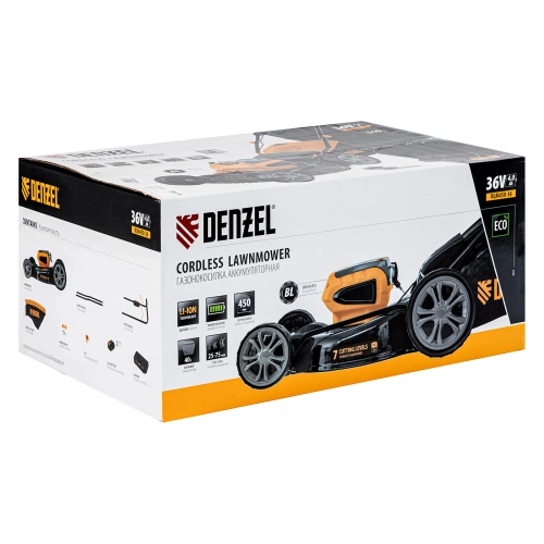 Газонокосилка аккумуляторная бесщеточная RLM450-36, Li-ion, 36 В, 4 Ач, 450 мм, травосборник 40 л Denzel по ценам производителя в Воронеже с доставкой по всей России