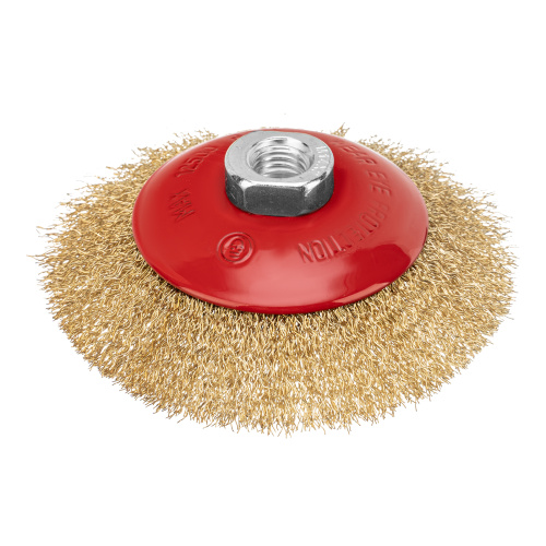 Щетка для УШМ, 115 мм, М14, "тарелка", латунированная витая проволока Matrix по ценам производителя в Воронеже с доставкой по всей России