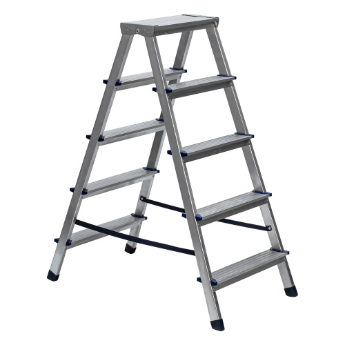 Стремянка двусторонняя 5 ступеней, алюминиевая, Сибртех по ценам производителя в Воронеже с доставкой по всей России