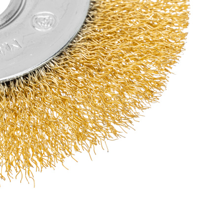 Щетка для УШМ, 125 мм, посадка 22.2 мм, плоская, латунированная витая проволока Matrix по ценам производителя в Воронеже с доставкой по всей России