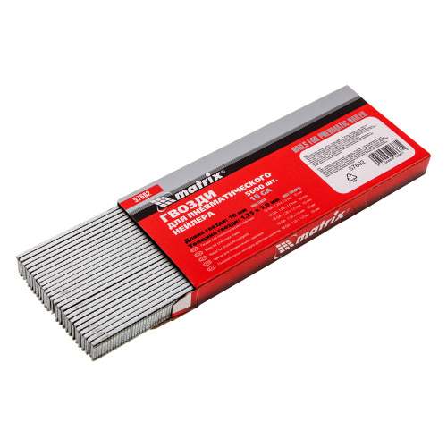Гвозди для пневматического нейлера, длина 10 мм, ширина 1.25 мм, толщина 1 мм, 5000 шт Matrix по ценам производителя в Воронеже с доставкой по всей России