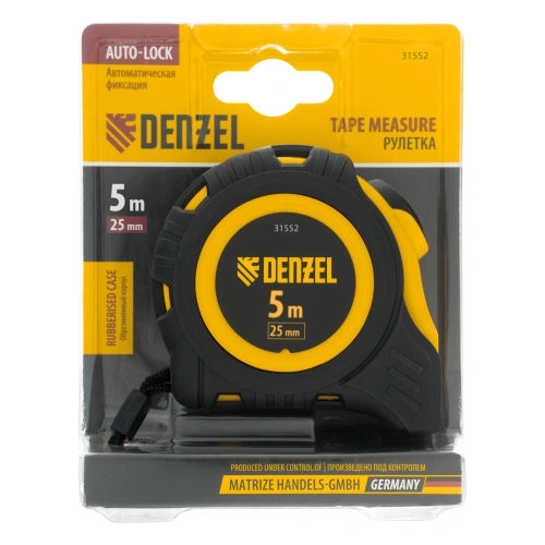 Рулетка 5м х 25мм, обрезиненный корпус, автоматическая фиксация Denzel по ценам производителя в Воронеже с доставкой по всей России