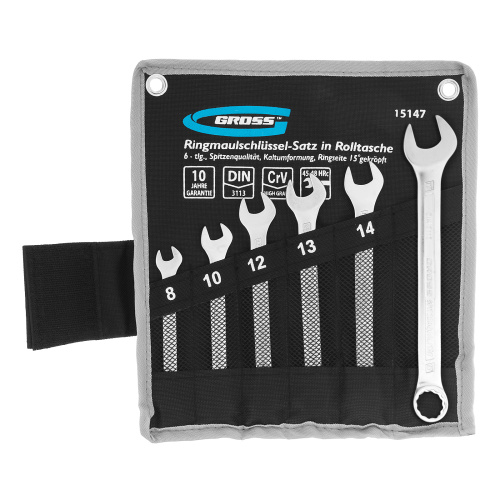 Набор ключей комбинированных 8-17 мм, 6 шт, CrV, холодный штамп Gross по ценам производителя в Воронеже с доставкой по всей России