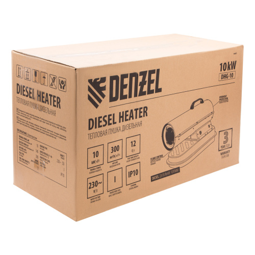 Дизельная тепловая пушка DHG-10, 10 кВт, 300 м3/ч, прямой нагрев Denzel по ценам производителя в Воронеже с доставкой по всей России