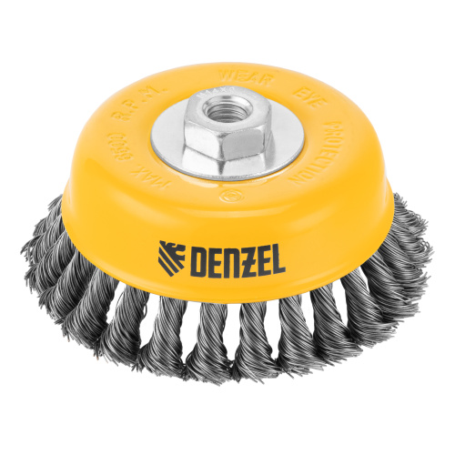 Щетка для УШМ, 125 мм, "Чашка", крученая нержавеющая проволока 0.5 мм, М14 Denzel по ценам производителя в Воронеже с доставкой по всей России