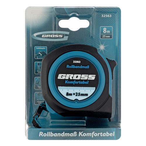 Рулетка Komfortabel 8 м х 25 мм,обрезиненный корпус Gross по ценам производителя в Воронеже с доставкой по всей России