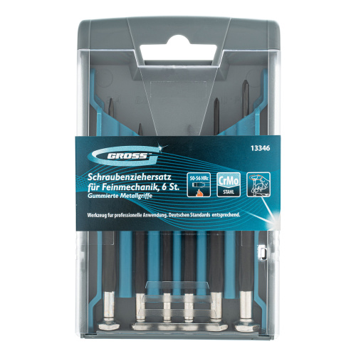 Набор отверток для точной механики, CrMo, металлические обрезиненные рукоятки, 6 шт, бокс трансформер Gross по ценам производителя в Воронеже с доставкой по всей России