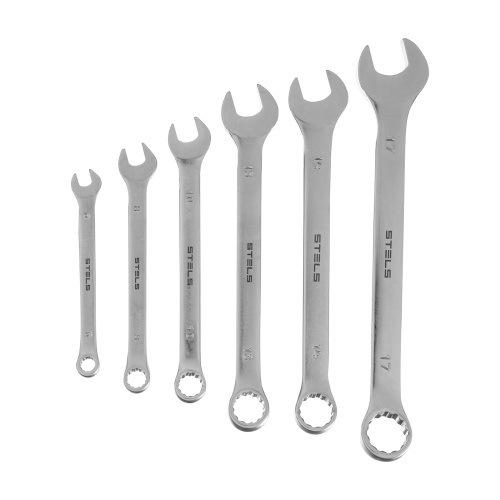 Набор ключей комбинированных 6-17 мм, 6 шт., CrV, матовый хром Stels по ценам производителя в Воронеже с доставкой по всей России