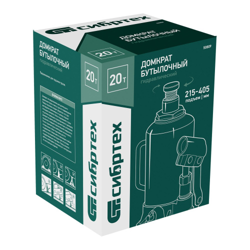 Домкрат гидравлический бутылочный, 20 т, 215-405 мм Сибртех по ценам производителя в Воронеже с доставкой по всей России