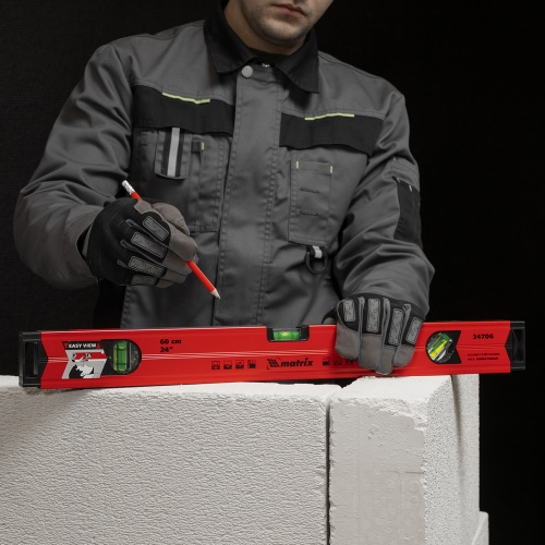 Уровень алюминиевый магнитный, 600 мм, фрезерованный, 3 глазка (1 зеркальный) усиленный Matrix по ценам производителя в Воронеже с доставкой по всей России
