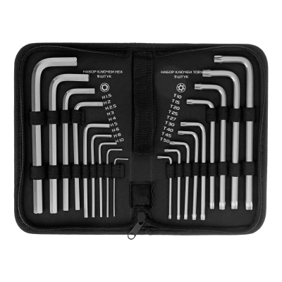 Набор ключей имбусовых HEX-Torx , 18 шт: HEX 1.5-10 мм, T10-T50, CrV, удлиненных, с сатиновым покрытием Matrix по ценам производителя в Воронеже с доставкой по всей России