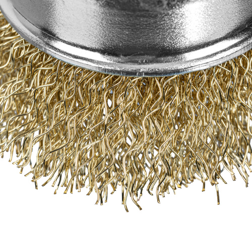 Щетка для дрели, 50 мм, "чашка" со шпилькой, латунированная витая проволока Matrix по ценам производителя в Воронеже с доставкой по всей России