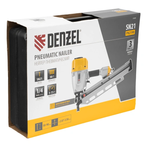 Нейлер пневматический PN2190 для гвоздей SN21 от 50 до 90 мм Denzel по ценам производителя в Воронеже с доставкой по всей России