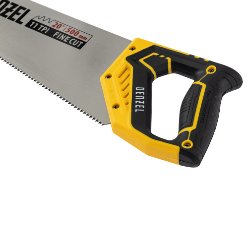 Ножовка по дереву, 500 мм, 9 TPI, зуб 3D, двухкомпонентная рукоятка Denzel по ценам производителя в Воронеже с доставкой по всей России