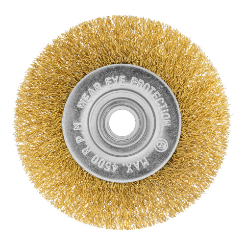 Щетка для УШМ, 100 мм, М14, плоская, латунированная витая проволока Matrix по ценам производителя в Воронеже с доставкой по всей России