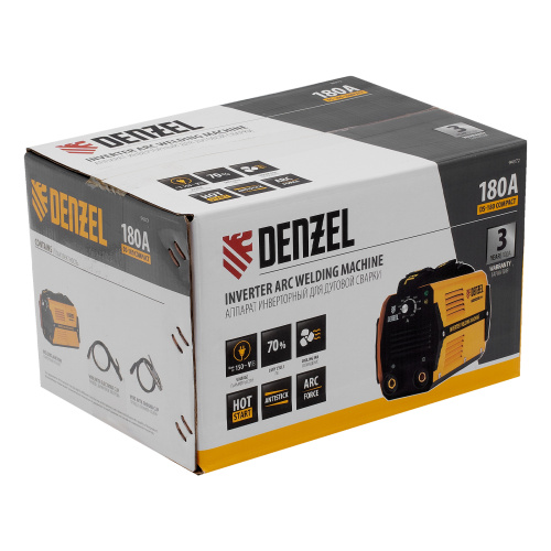 Аппарат инверторный дуговой сварки DS-180 Compact, 180 А, ПВ 70%, диаметр электрода 1.6-4 мм Denzel по ценам производителя в Воронеже с доставкой по всей России