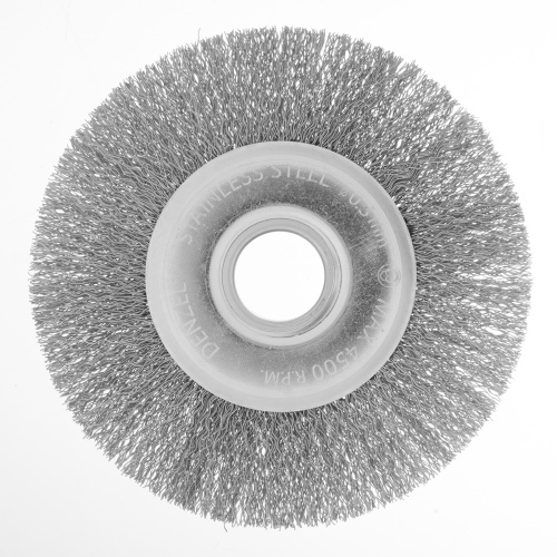 Щетка для УШМ, 125 мм, "Плоская", витая нержавеющая проволока 0.3 мм, посадка 22.2 мм Denzel по ценам производителя в Воронеже с доставкой по всей России