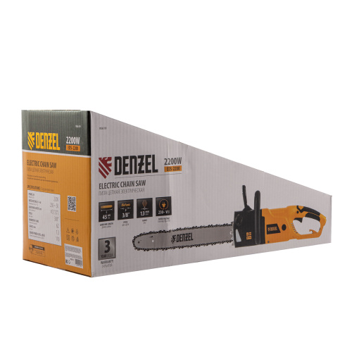 Пила цепная электрическая EDS-2200, 2.2 кВт,продольная, шина 45 см, шаг 3/8, паз 1.3 мм, 62 звена Denzel по ценам производителя в Воронеже с доставкой по всей России