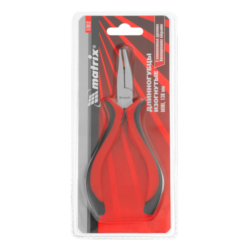 Длинногубцы изогнутые Mini, 130 мм, никелированные, авторазжим, двухкомпонентные рукоятки Matrix по ценам производителя в Воронеже с доставкой по всей России