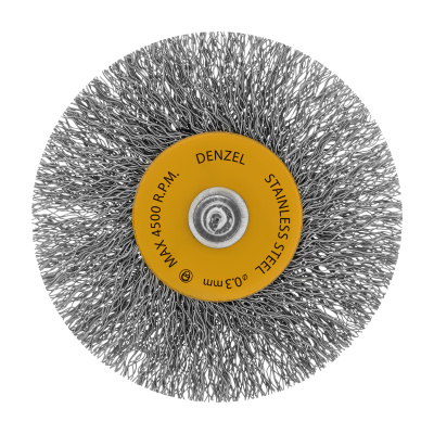 Набор щеток для дрели, 5 Плоских 25-38-50-63-75 мм, шпилька, нерж. вит. проволока Denzel по ценам производителя в Воронеже с доставкой по всей России