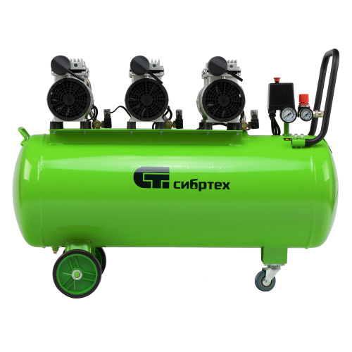 Компрессор безмаслянный малошумный МБ 2250/100, 2250 Вт, 100л, 400 л/мин Сибртех по ценам производителя в Воронеже с доставкой по всей России
