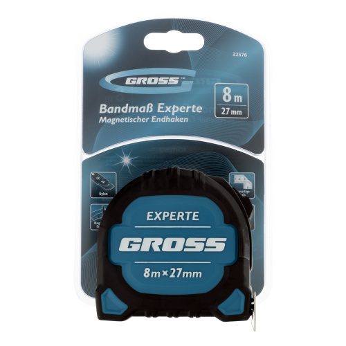 Рулетка Experte,8 м x 27 мм,двухкомпонентный корпус,магнит,двухсторонняя разметка,нейлон Gross по ценам производителя в Воронеже с доставкой по всей России