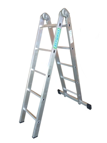 Лестница 2-х секционная алюминиевая шарнирная 2*5 по ценам производителя в Воронеже с доставкой по всей России