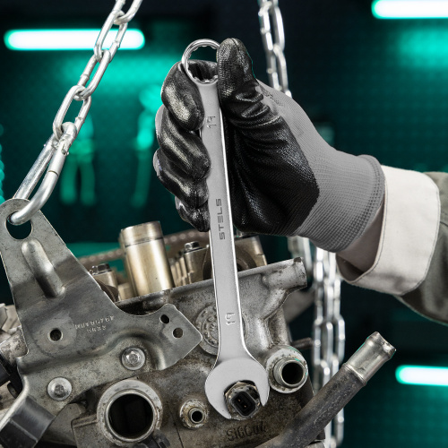 Набор ключей комбинированных, 8-19 мм, 8 шт, CrV, матовый хром Stels по ценам производителя в Воронеже с доставкой по всей России