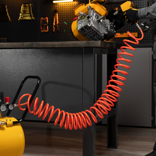 Шланг спиральный воздушный 8 х 12 мм, 18 бар, с быстросъемными соединениями, 15 м Stels по ценам производителя в Воронеже с доставкой по всей России