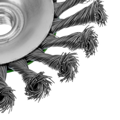 Щетка для УШМ, 100 мм, М14, "тарелка", крученая металлическая проволока Сибртех по ценам производителя в Воронеже с доставкой по всей России