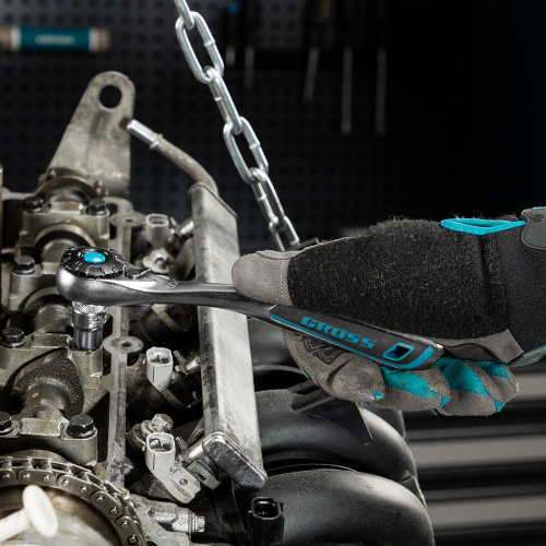 Набор торцевых головок, трещотка 120 зубьев, 3/8", CrV, 12 предметов Gross по ценам производителя в Воронеже с доставкой по всей России