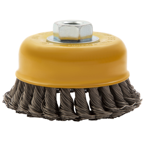 Щетка для УШМ, 100 мм, "Чашка", крученая нержавеющая проволока 0.5 мм, М14 Denzel по ценам производителя в Воронеже с доставкой по всей России