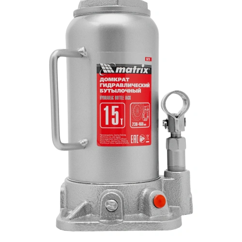 Домкрат гидравлический бутылочный, 15 т, высота подъема 230-460 мм Matrix по ценам производителя в Воронеже с доставкой по всей России