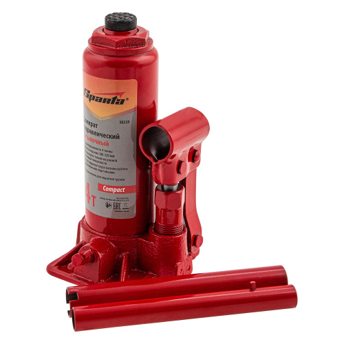 Домкрат гидравлический бутылочный, 4 т, h подъема 180–320 мм Sparta Compact по ценам производителя в Воронеже с доставкой по всей России