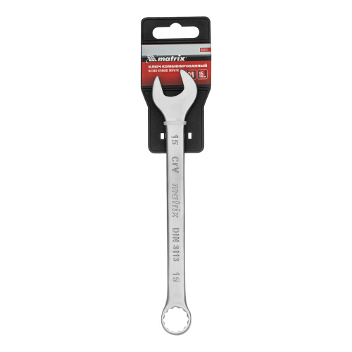 Ключ комбинированный, 15 мм, CrV, матовый хром Matrix по ценам производителя в Воронеже с доставкой по всей России