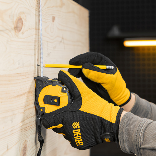 Рулетка 5м х 19мм, автоматич. фиксац., нейлон. покрытие, магнит. зацеп, двухстор. разметка Denzel по ценам производителя в Воронеже с доставкой по всей России