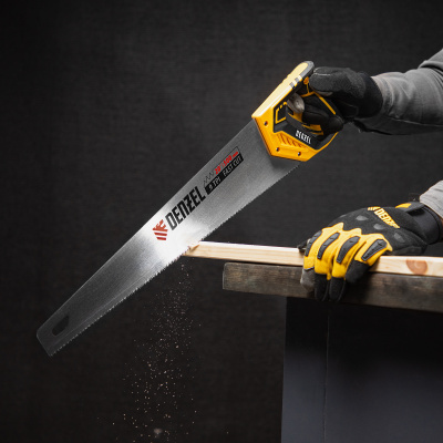Ножовка по дереву, 500 мм, 9 TPI, зуб 3D, двухкомпонентная рукоятка Denzel по ценам производителя в Воронеже с доставкой по всей России
