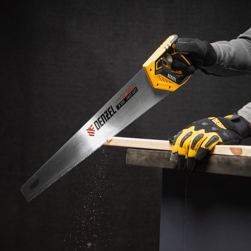 Ножовка по дереву, 500 мм, 9 TPI, зуб 3D, двухкомпонентная рукоятка Denzel по ценам производителя в Воронеже с доставкой по всей России