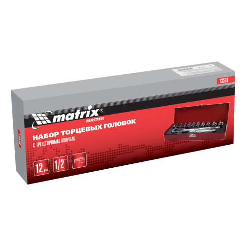 Набор торцевых головок, 1/2", головки 10 - 24 мм, с трещот. ключом, 12 предметов Matrix по ценам производителя в Воронеже с доставкой по всей России