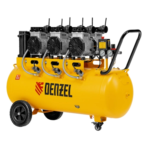 Компрессор безмасляный, малошумный DLS 3300/100, 3300 Вт,3x1100, 100 л, 570 л/мин ,блок управления Denzel по ценам производителя в Воронеже с доставкой по всей России