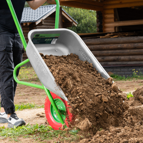 Тачка садово-строительная с PU колесом, грузоподъемность 180 кг, объем 90 л Сибртех по ценам производителя в Воронеже с доставкой по всей России