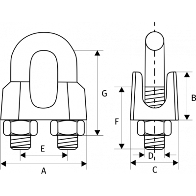 Зажим для троса DIN 741, D = 19/20 мм по ценам производителя в Воронеже с доставкой по всей России