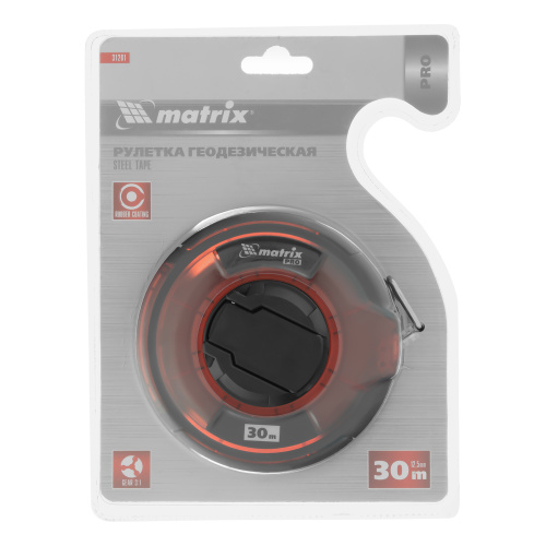 Рулетка геодезическая 30 м х 12,5 мм, закрытый корпус, стальная лента, односторонняя шкала, Pro Matrix по ценам производителя в Воронеже с доставкой по всей России