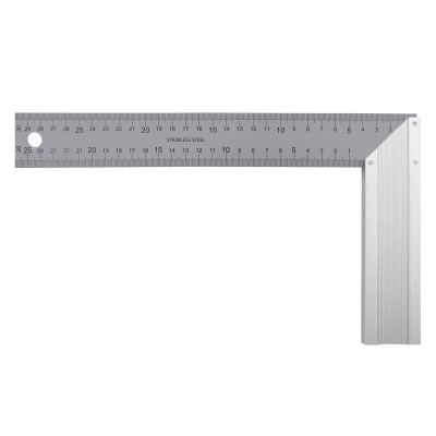 Угольник стальной 300 мм, нержавеющая сталь, градуировка, алюминиевое основание Denzel по ценам производителя в Воронеже с доставкой по всей России