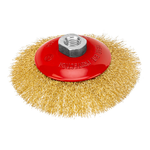 Щетка для УШМ, 125 мм, М14, "тарелка", латунированная витая проволока Matrix по ценам производителя в Воронеже с доставкой по всей России