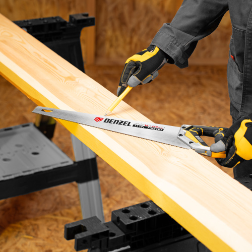 Ножовка по дереву, 450 мм, 11 TPI, зуб 3D, металлопластиковая рукоятка Denzel по ценам производителя в Воронеже с доставкой по всей России