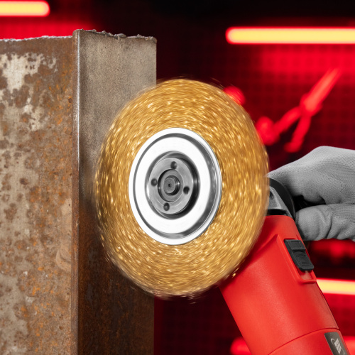 Щетка для УШМ, 150 мм, посадка 22.2 мм, плоская, латунированная витая проволока Matrix по ценам производителя в Воронеже с доставкой по всей России